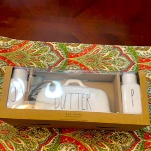 Rae Dunne Butter Dish with Salt and Pepper Shakers